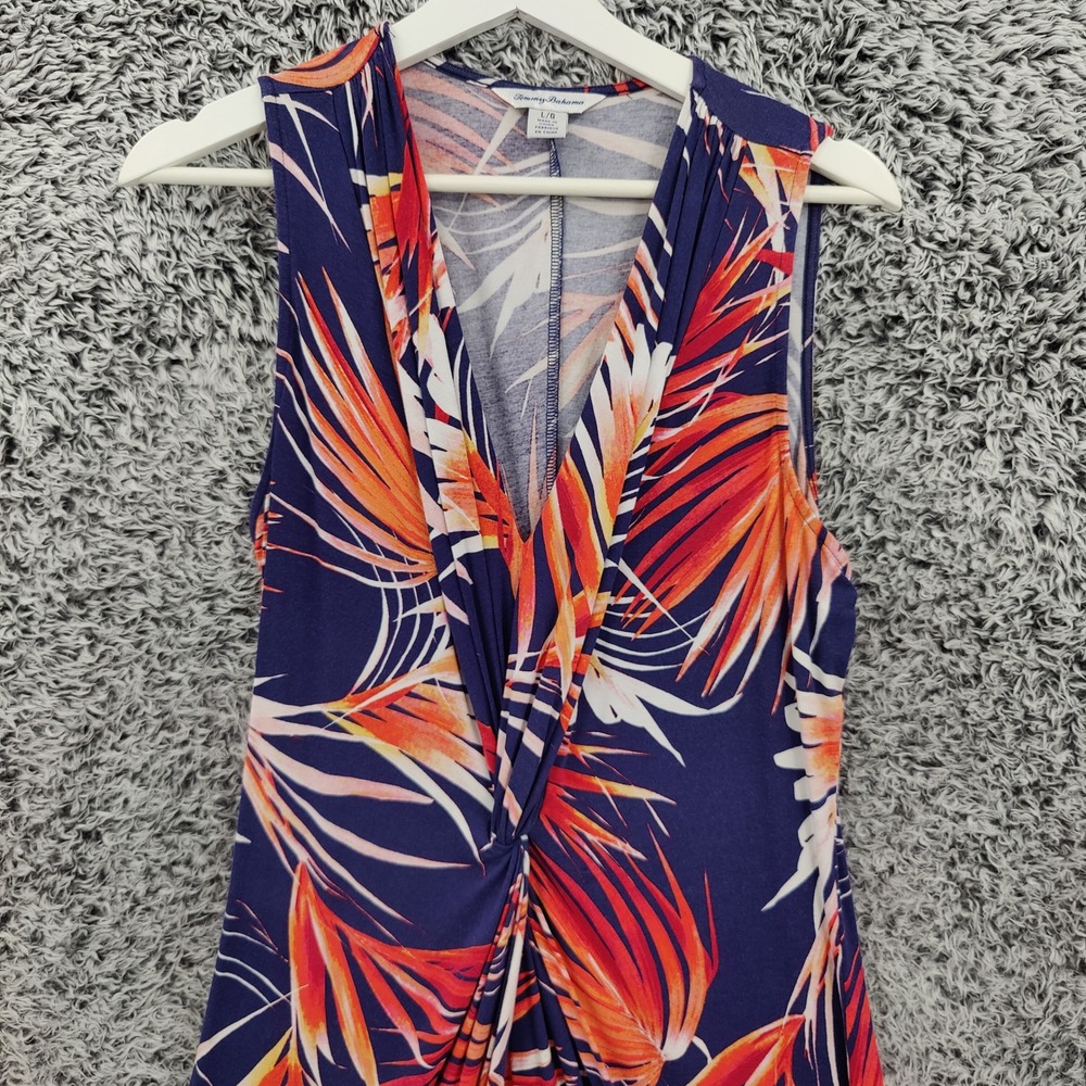 Tommy Bahama Womens Coastal Resort Tropical Maxi Dress L Blue Orange Palm Leaf - Picture 8 of 13